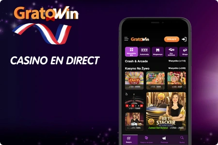 Casino en direct sur Grato Win avec roulette, blackjack, baccarat et jeux-shows.